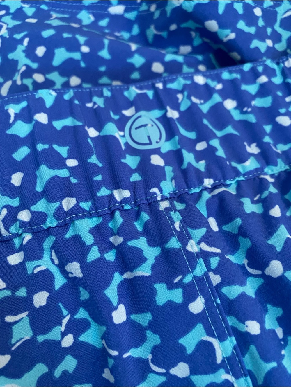 Talbots Blue Floral Print Skort with Mint Accents - Picture 5 of 10